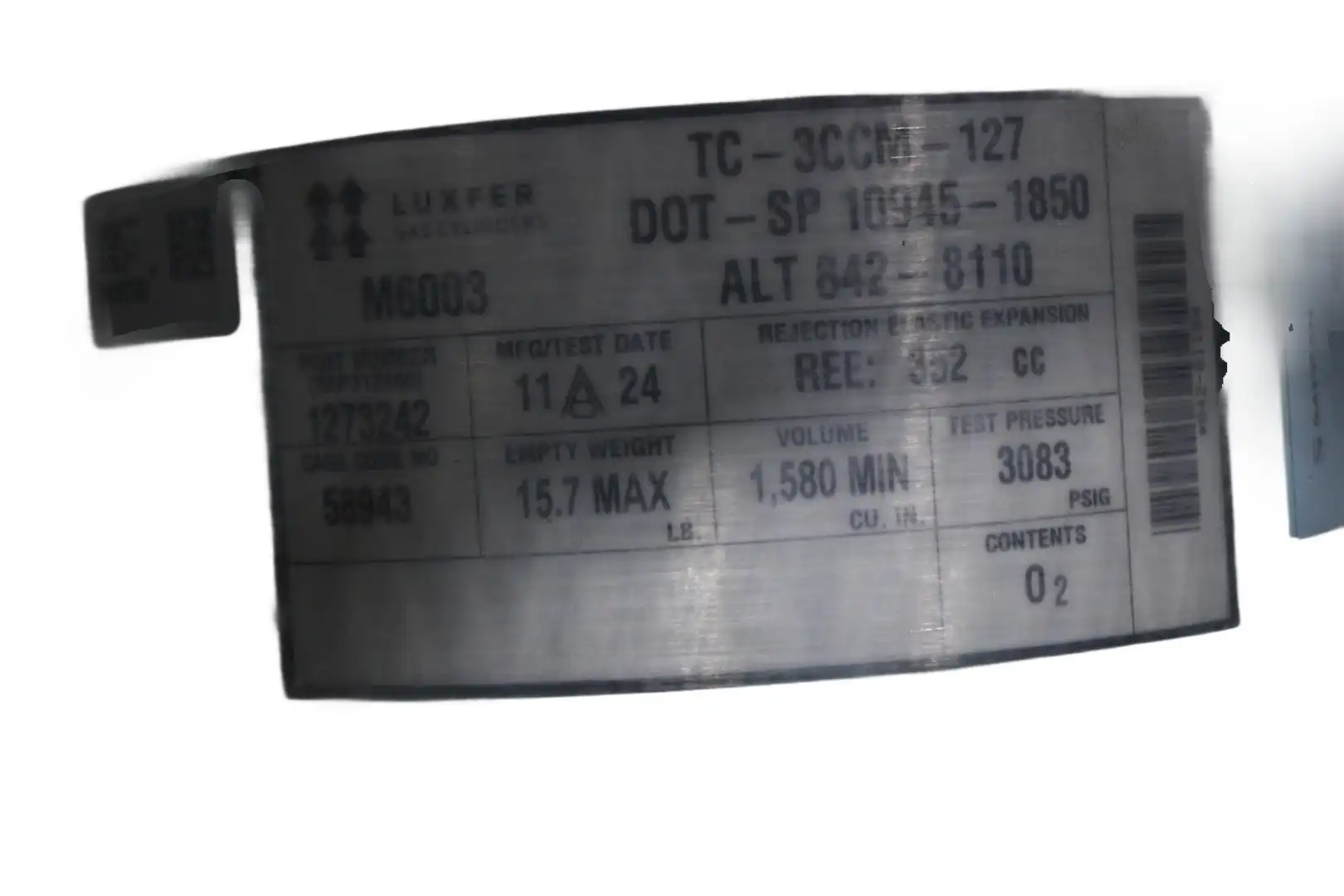 ZODIAC OXYGEN BOTTLE & REGULATOR ASSY 805983-15 | Duncan Aviation